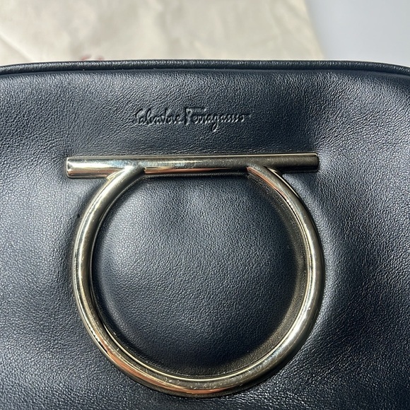 Salvatore Ferragamo Black Leather and Goldtone Logo Belt Bag - Picture 8 of 14